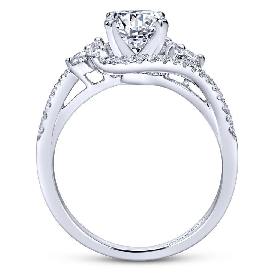 14k white gold round three stone diamond engagement ring