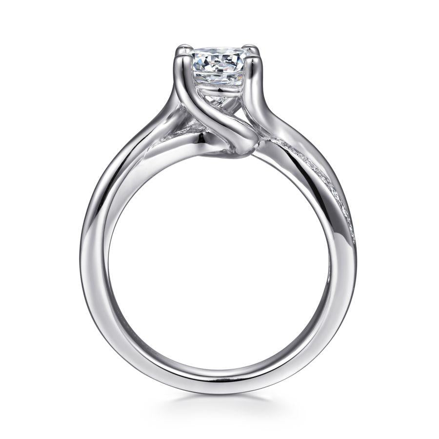 14k white gold round bypass diamond engagement ring