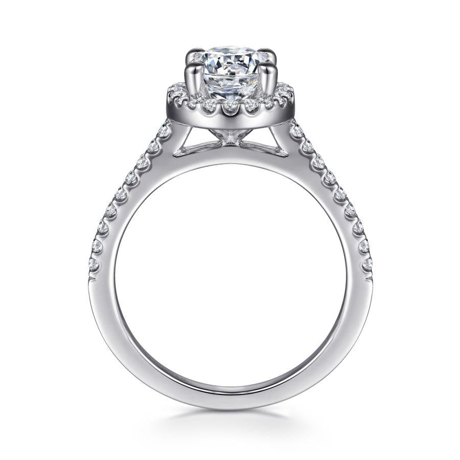 14k white gold round halo diamond engagement ring