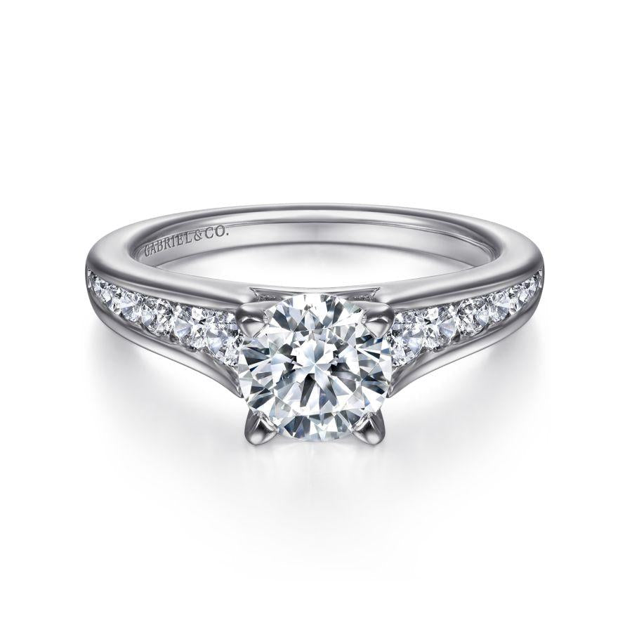 14k white gold round diamond engagement ring
