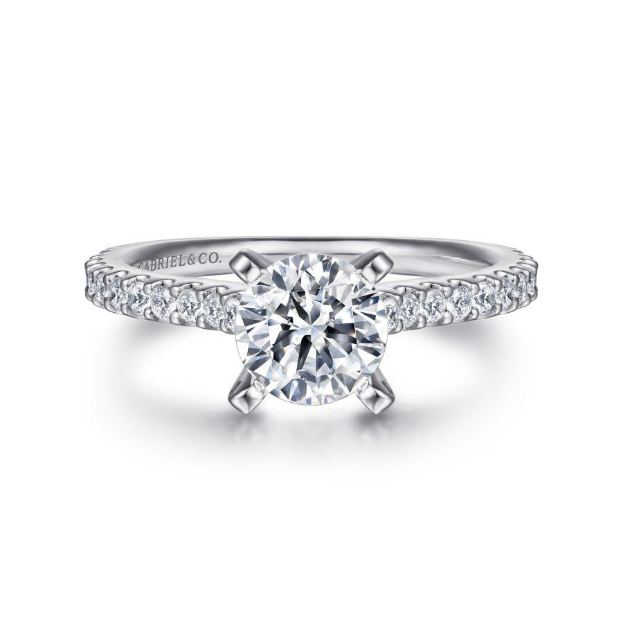 14k white gold round diamond engagement ring
