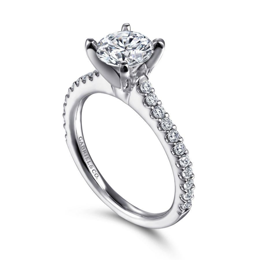 14k white gold round diamond engagement ring