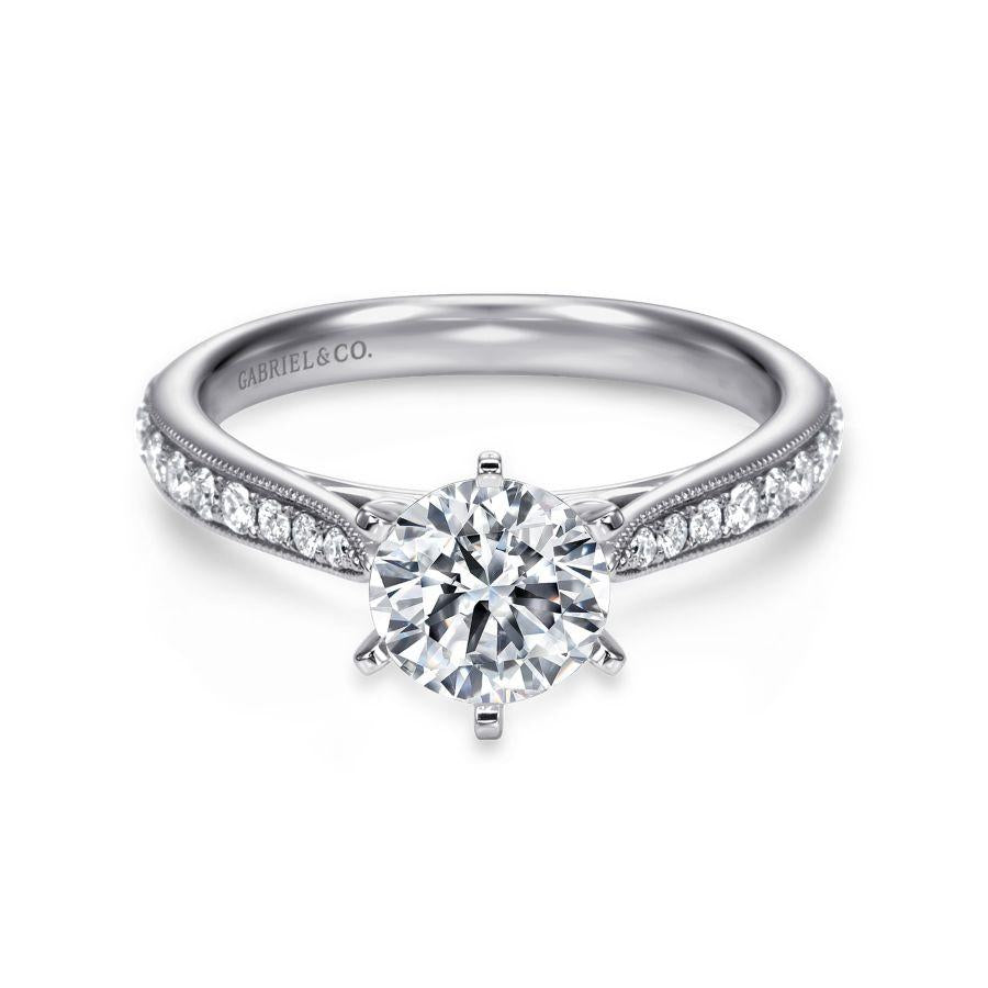 14k white gold round diamond engagement ring