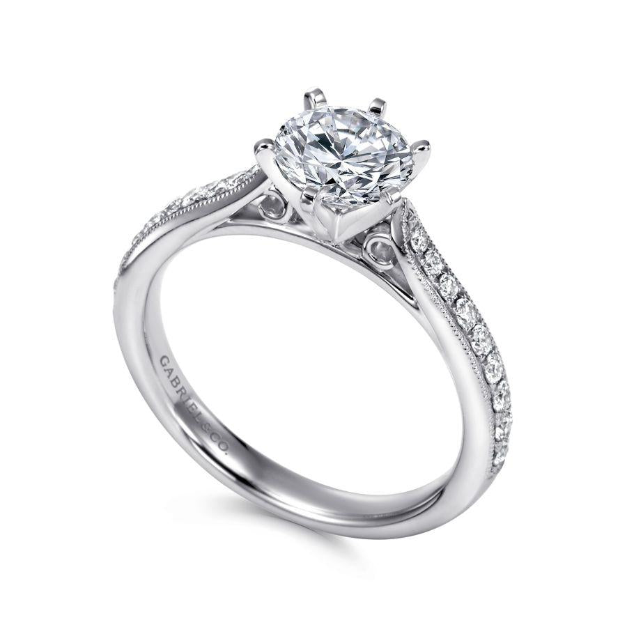 14k white gold round diamond engagement ring