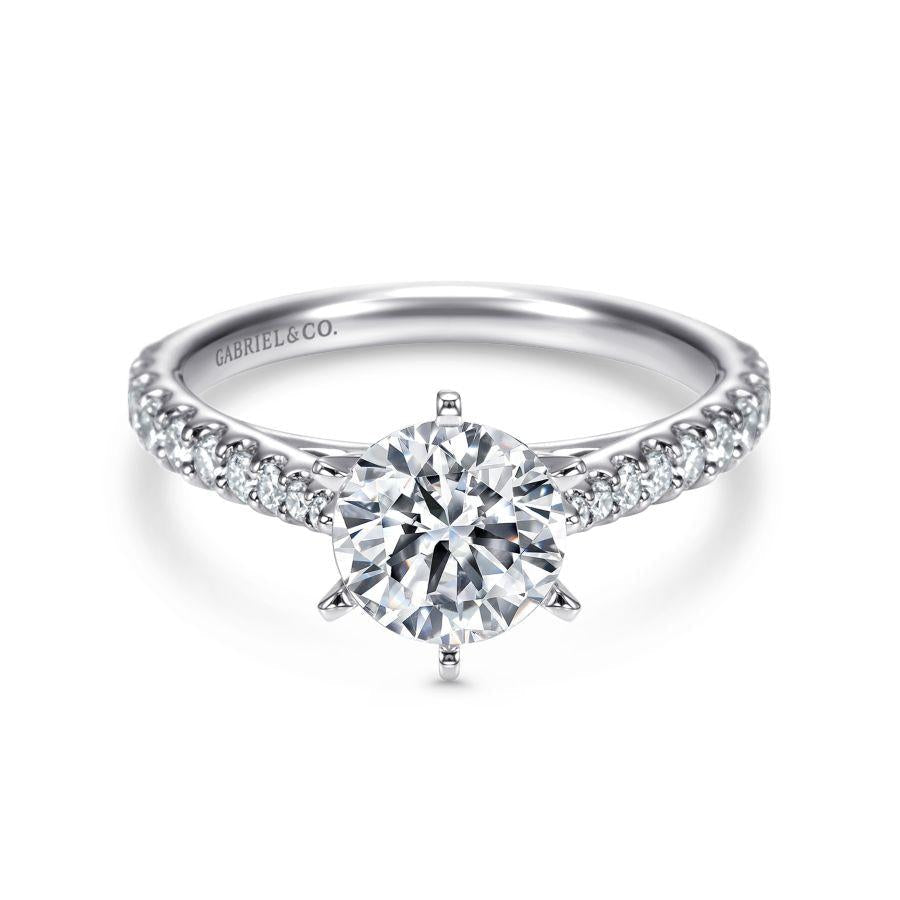 14k white gold round diamond engagement ring