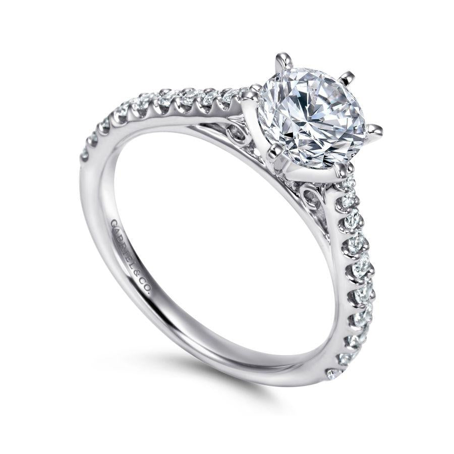 14k white gold round diamond engagement ring