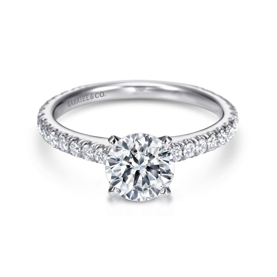 14k white gold round diamond engagement ring