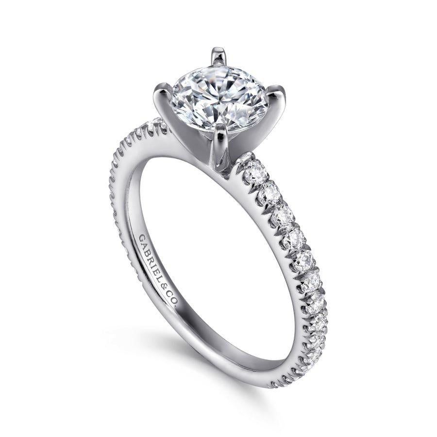 14k white gold round diamond engagement ring