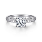 vintage inspired  14k white gold round solitaire engagement ring