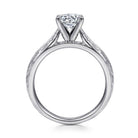 vintage inspired  14k white gold round solitaire engagement ring