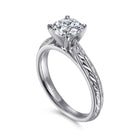 vintage inspired  14k white gold round solitaire engagement ring