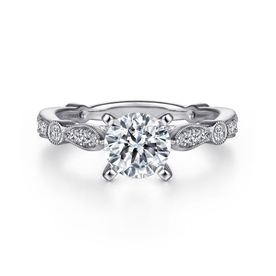 14k white gold round diamond engagement ring