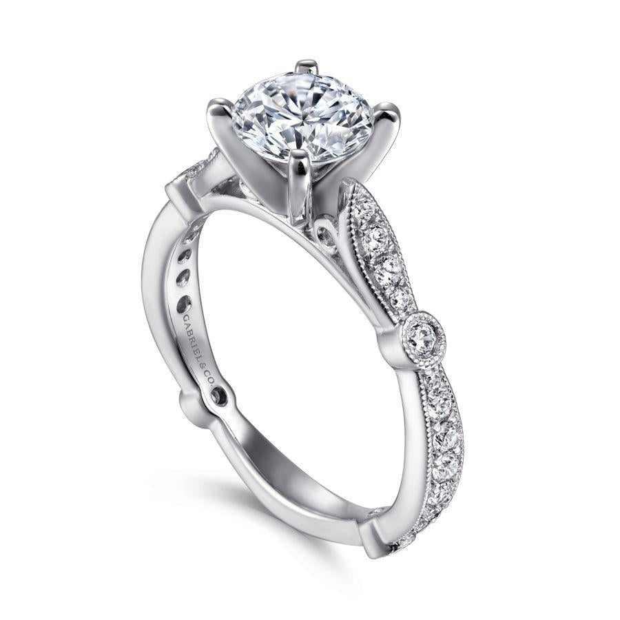 14k white gold round diamond engagement ring