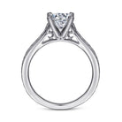 vintage inspired 14k white gold round solitaire engagement ring