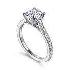 vintage inspired 14k white gold round solitaire engagement ring