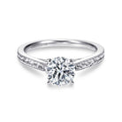 vintage inspired  14k white gold round solitaire engagement ring