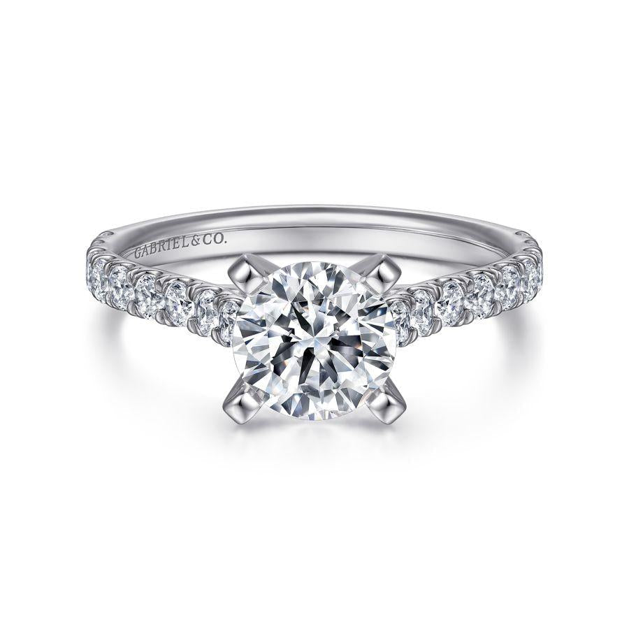 14k white gold round diamond engagement ring