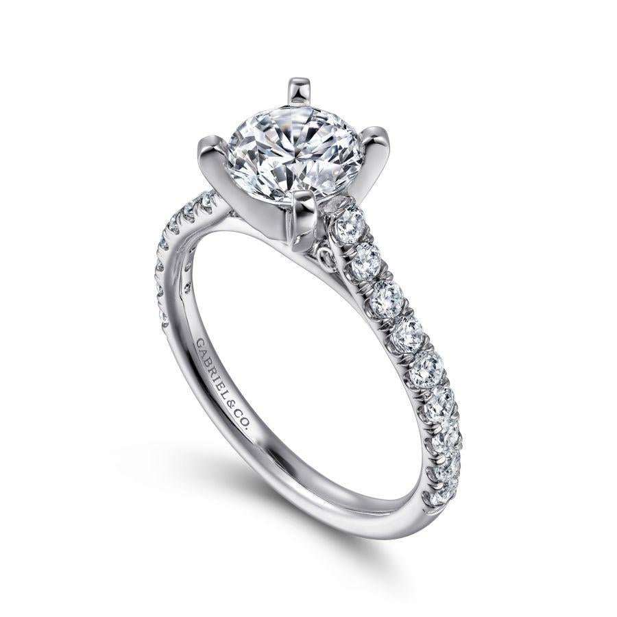 14k white gold round diamond engagement ring