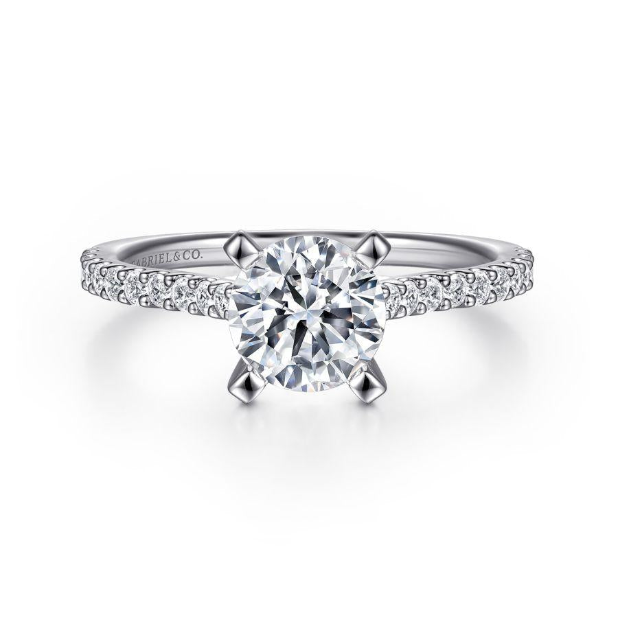 14k white gold round diamond engagement ring