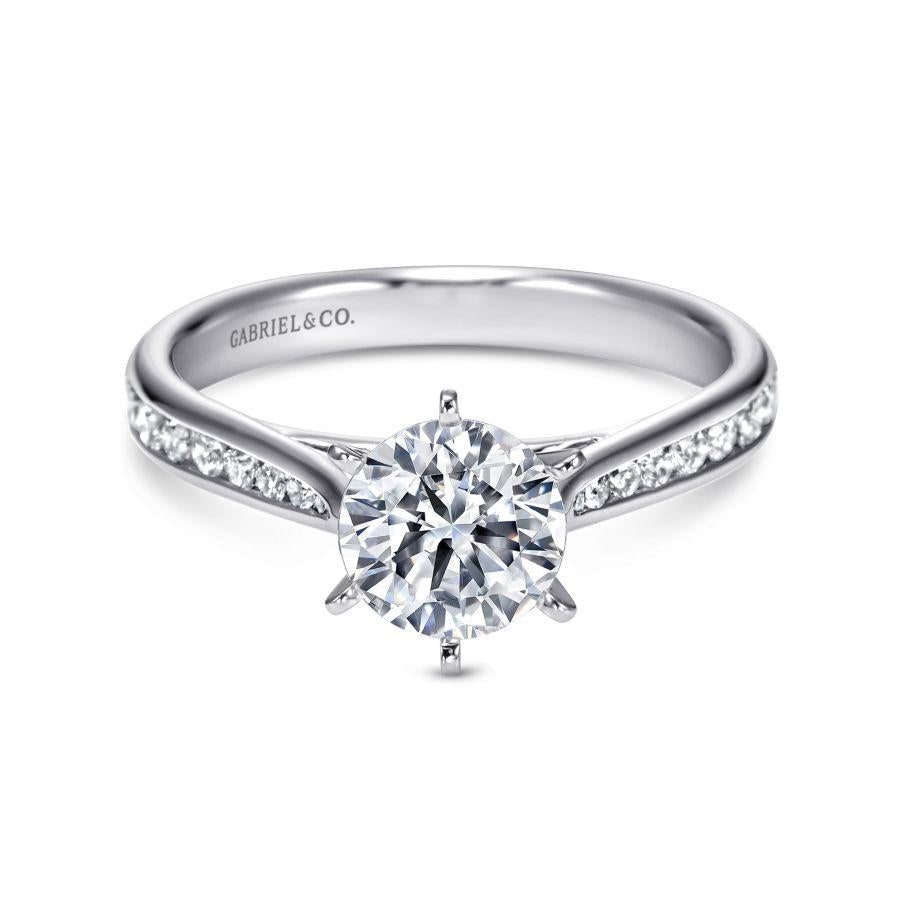 14k white gold round diamond engagement ring