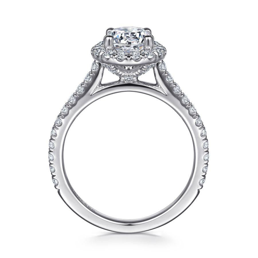 14k white gold round halo diamond engagement ring