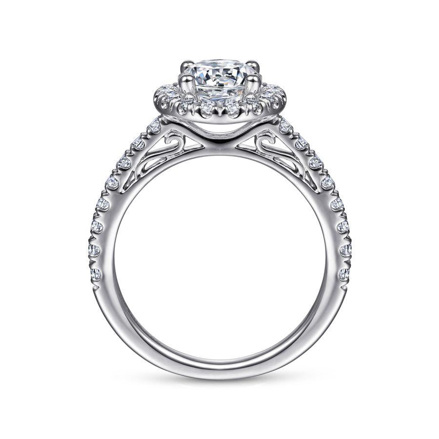 14k white gold round halo diamond engagement ring
