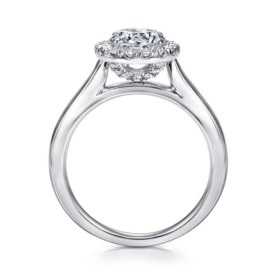 14k white gold round halo diamond engagement ring