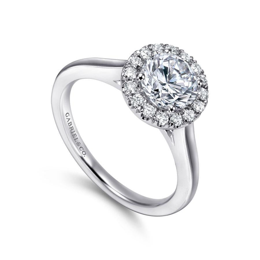 14k white gold round halo diamond engagement ring