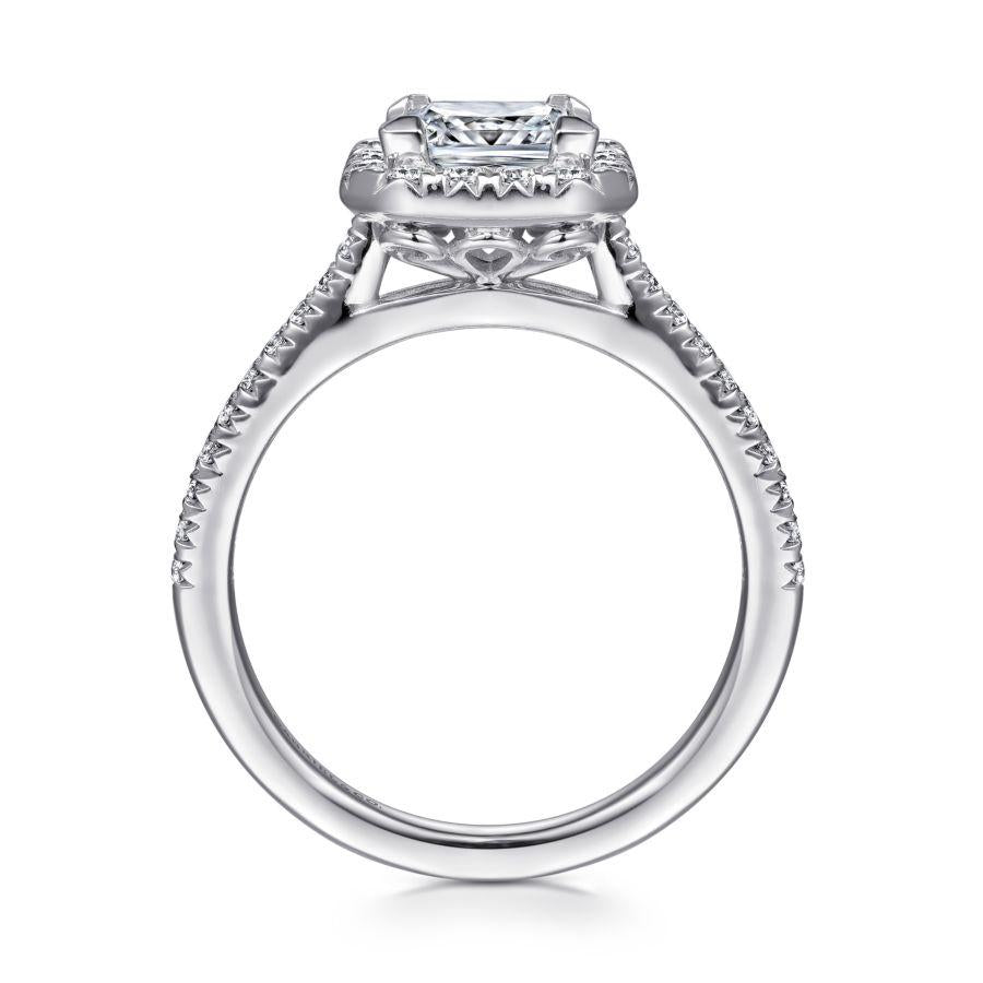 14k white gold princess halo diamond engagement ring