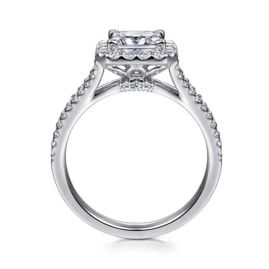 14k white gold princess halo diamond engagement ring