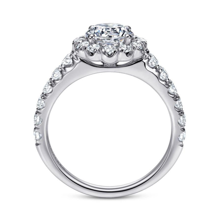 14k white gold round halo diamond engagement ring