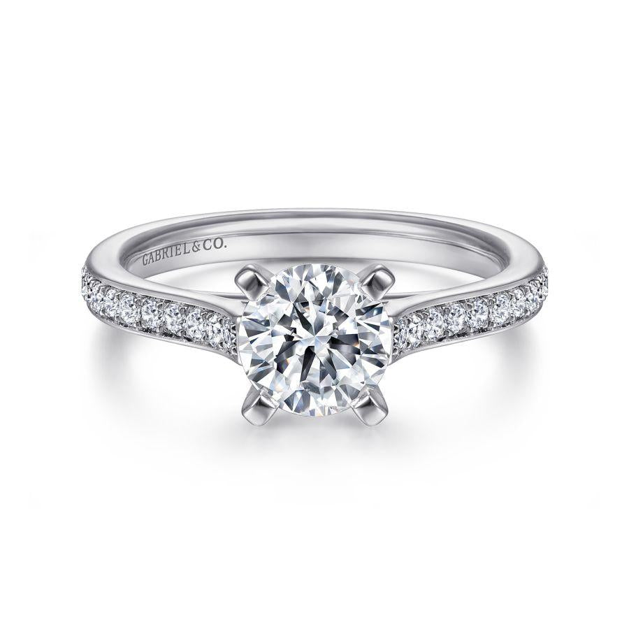 14k white gold round diamond engagement ring