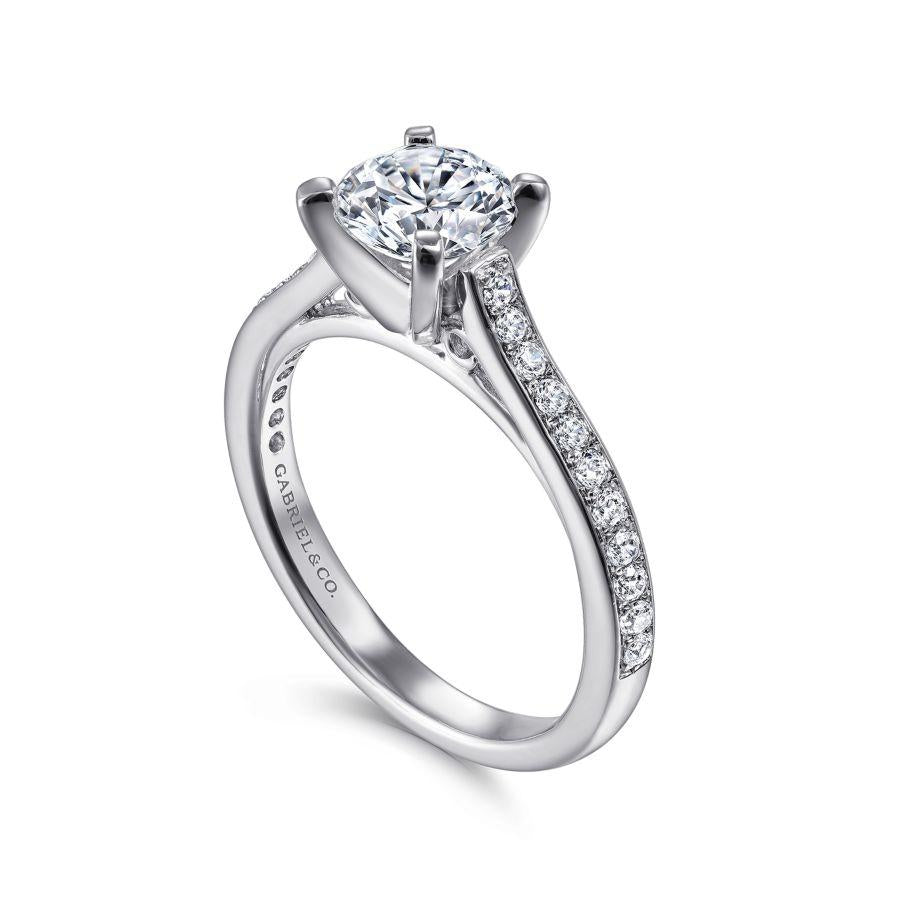14k white gold round diamond engagement ring