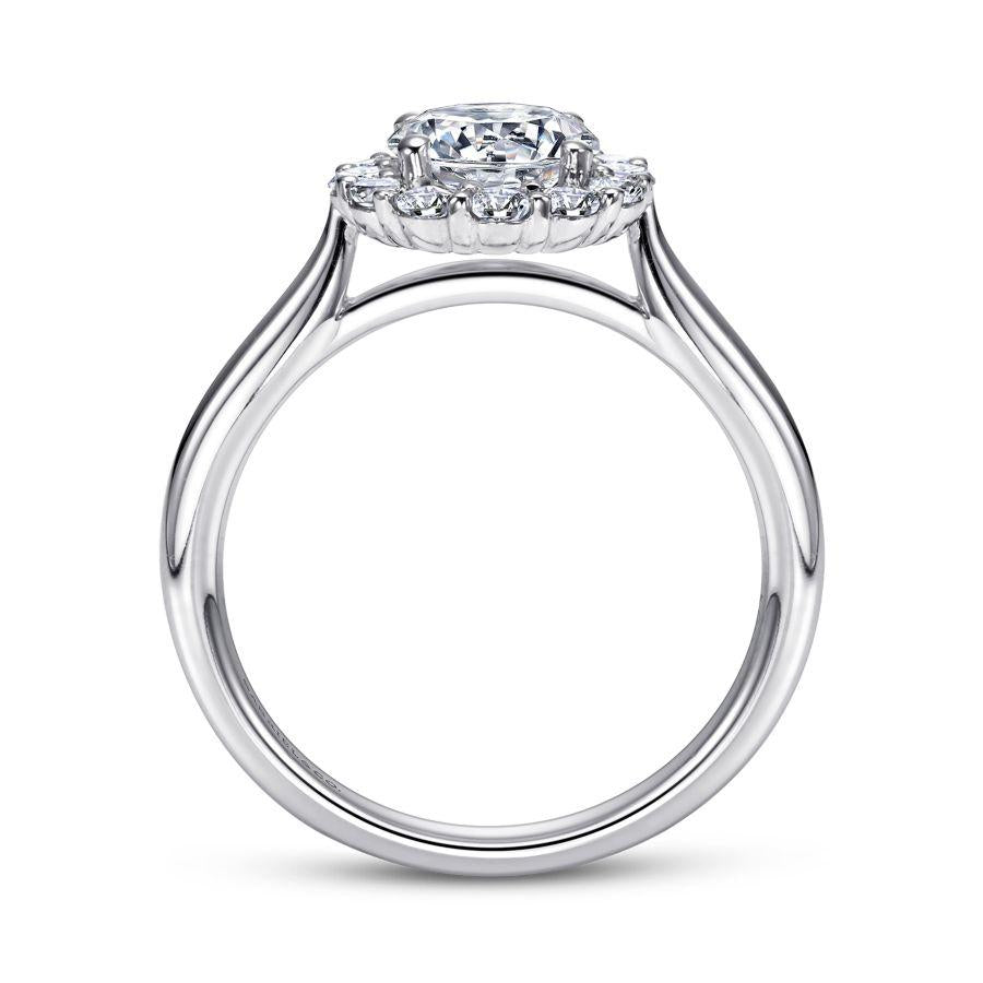 14k white gold round halo diamond engagement ring
