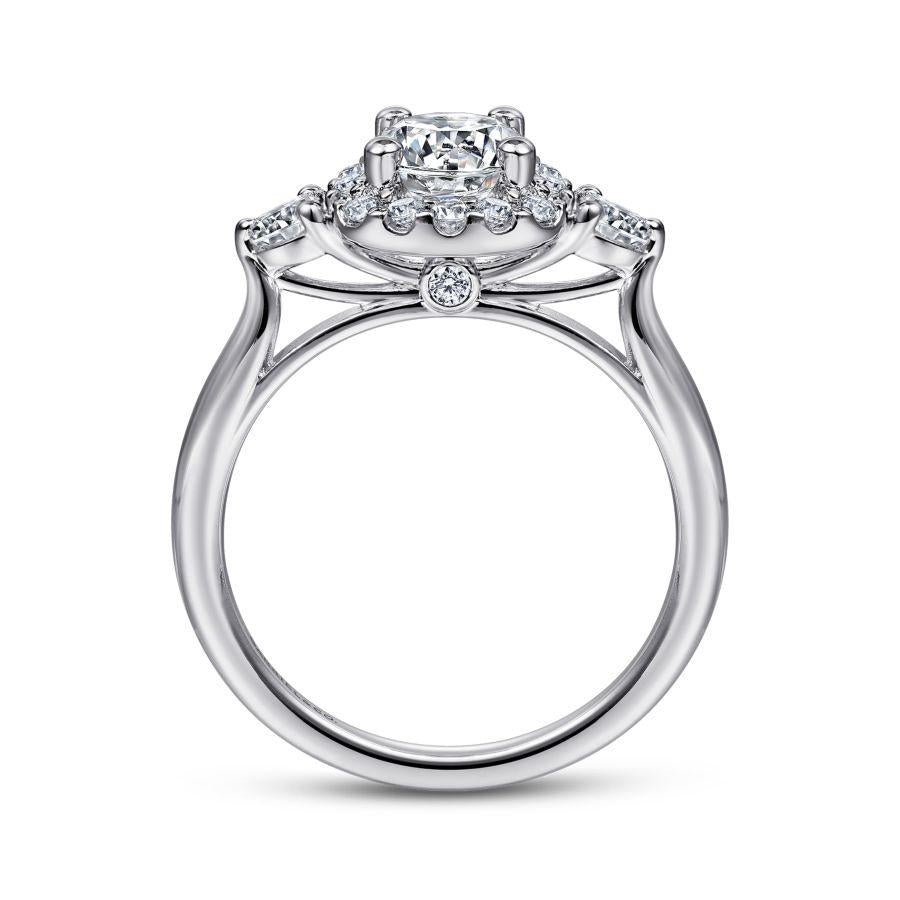 14k white gold cushion halo round diamond engagement ring