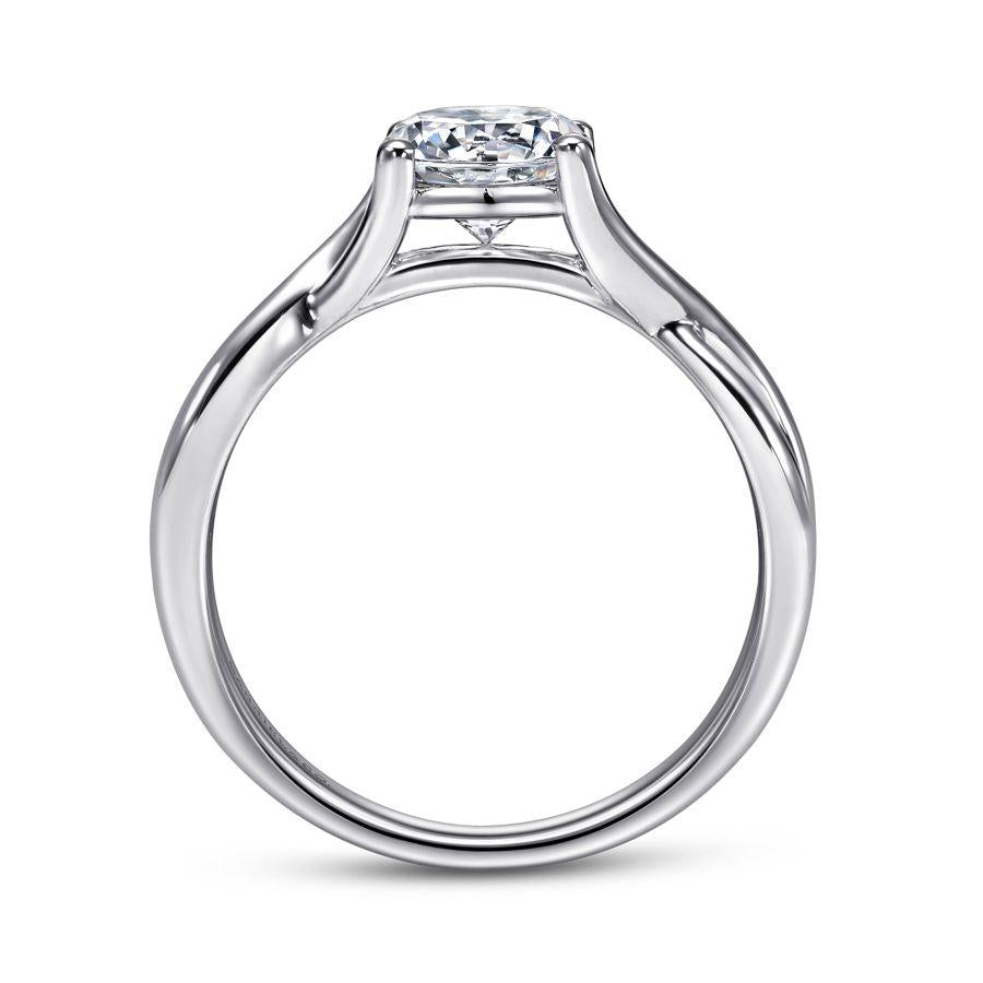 14k white gold round twisted diamond engagement ring