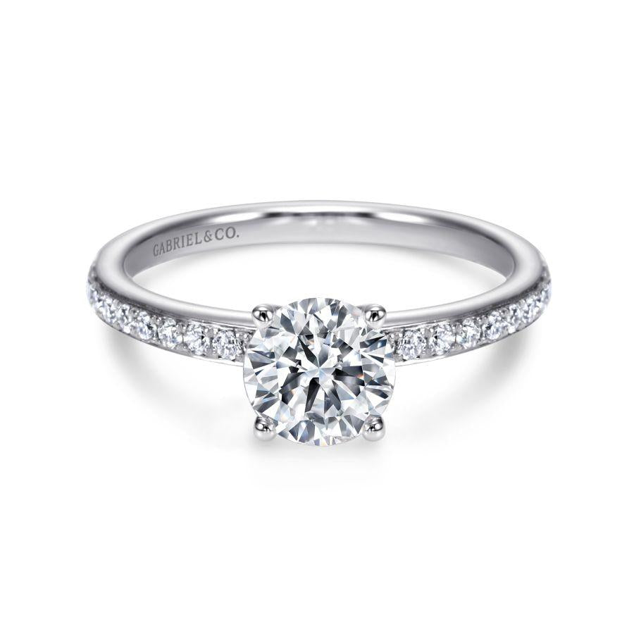 14k white gold round diamond engagement ring