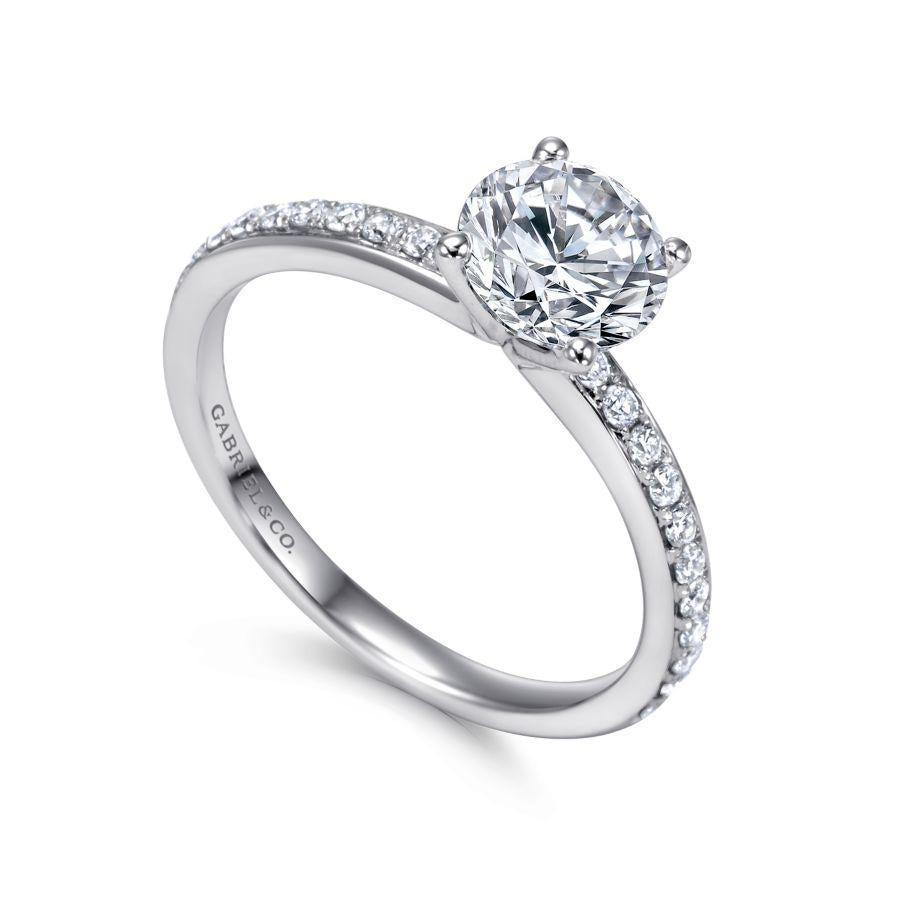 14k white gold round diamond engagement ring