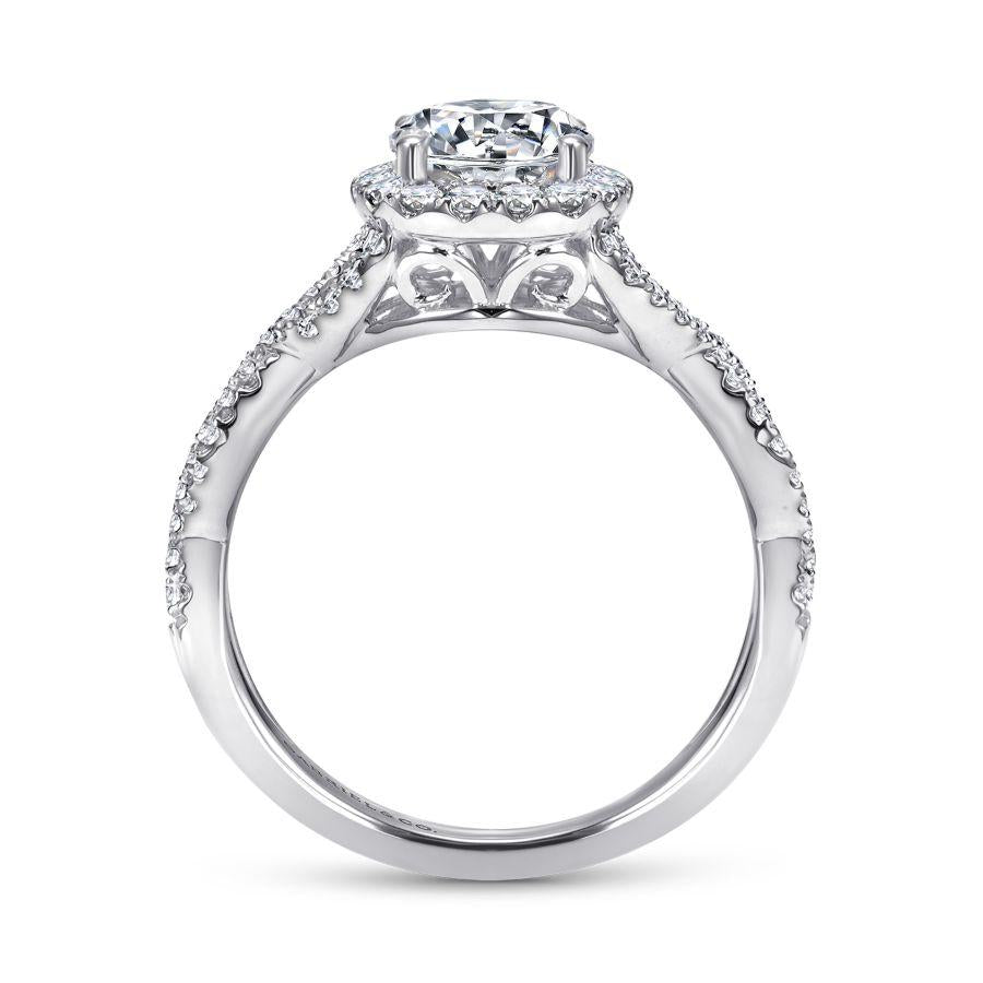 14k white gold round halo diamond engagement ring