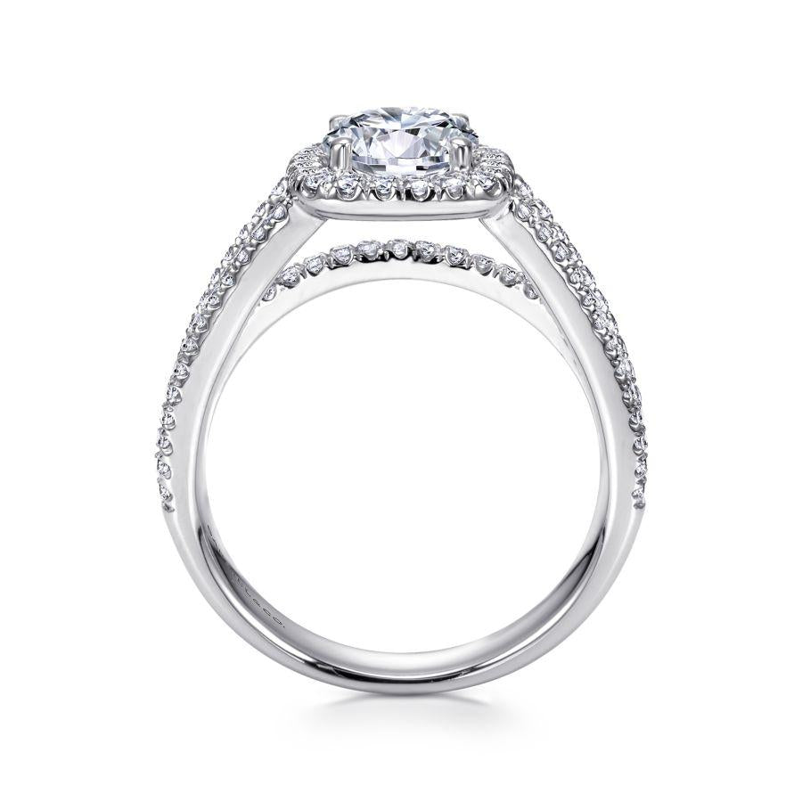 14k white gold round halo diamond engagement ring