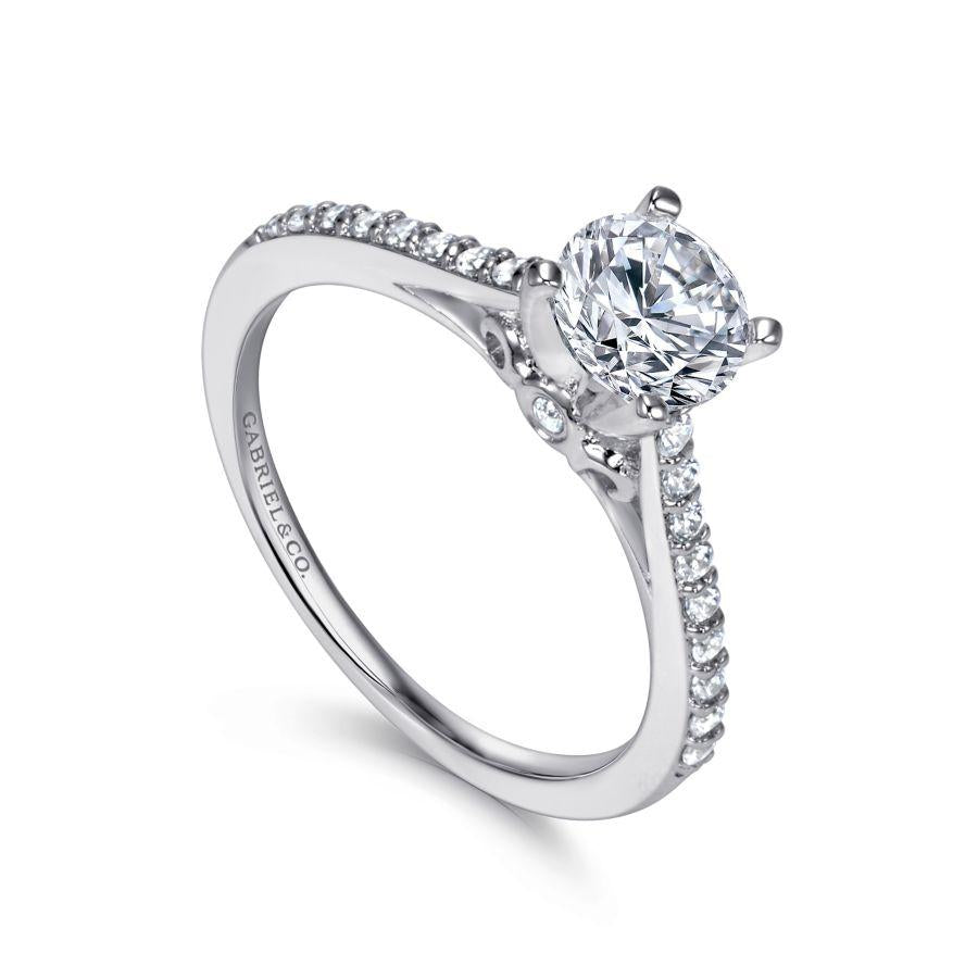 14k white gold round diamond engagement ring