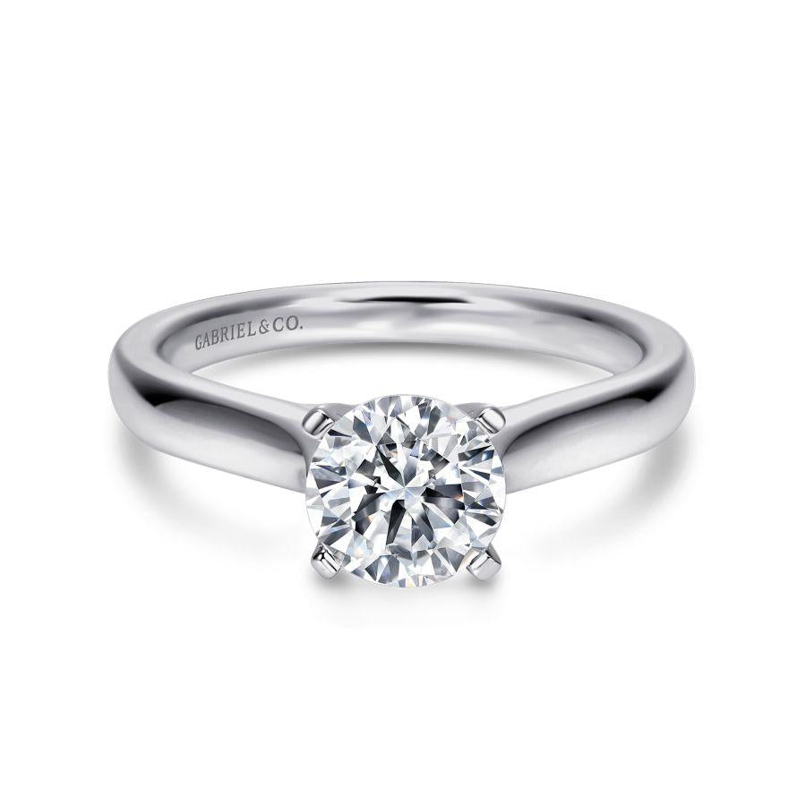 14k white gold round diamond engagement ring
