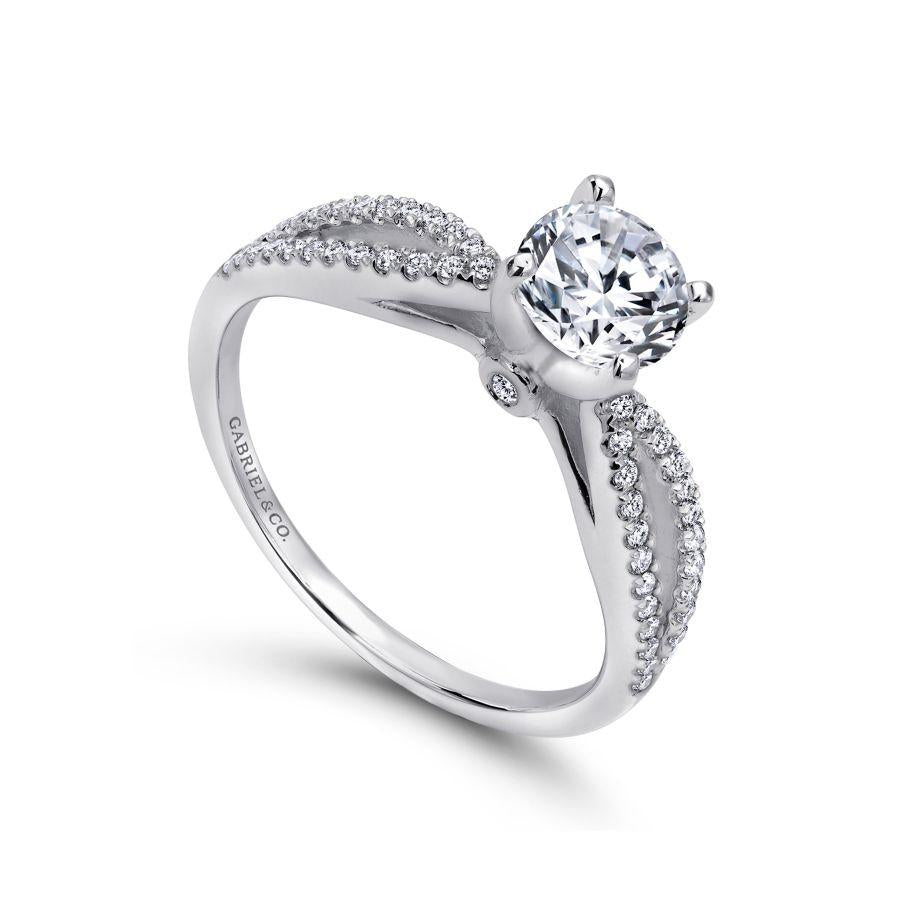 14k white gold round split shank diamond engagement ring