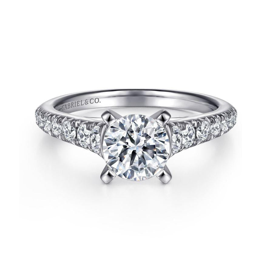 14k white gold round diamond engagement ring