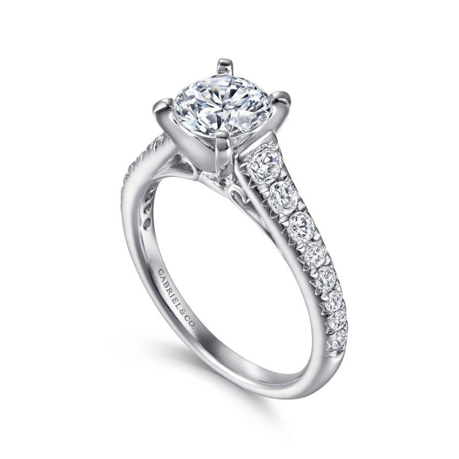 14k white gold round diamond engagement ring