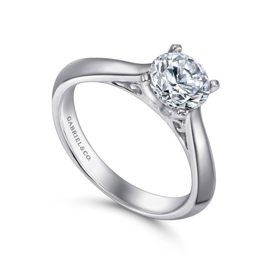 14k white gold round diamond engagement ring