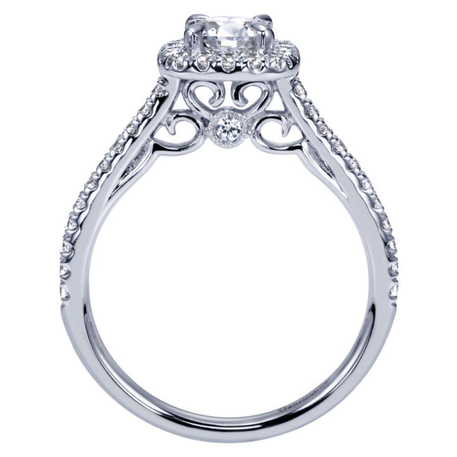14k white gold round halo diamond engagement ring