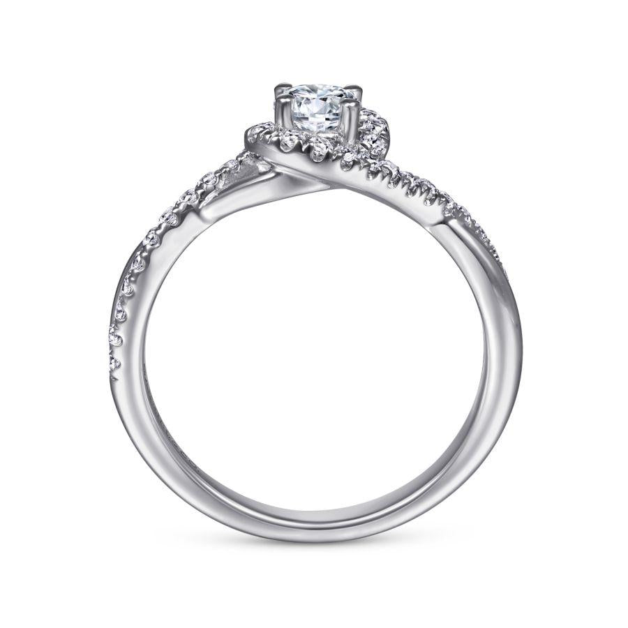 14k white gold round halo diamond engagement ring