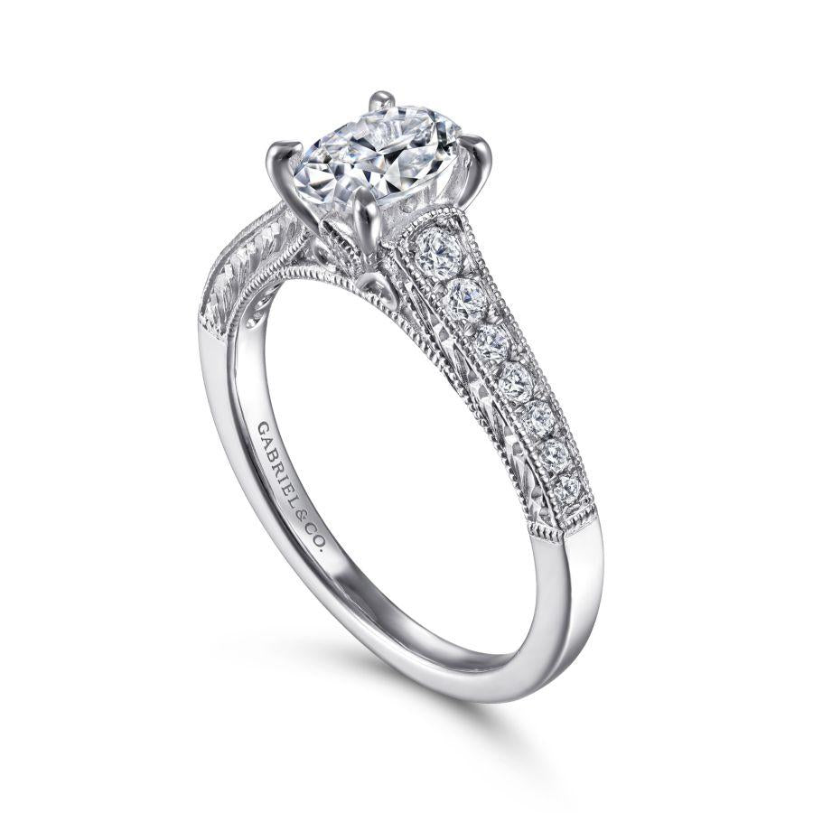 14k white gold oval diamond engagement ring