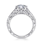 vintage inspired 14k white gold round diamond engagement ring